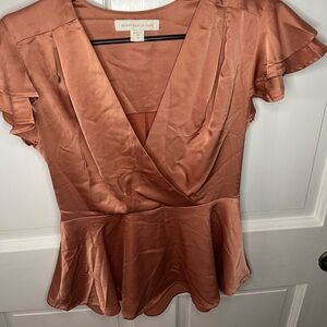 Monteau Women's Rust Peplum Top